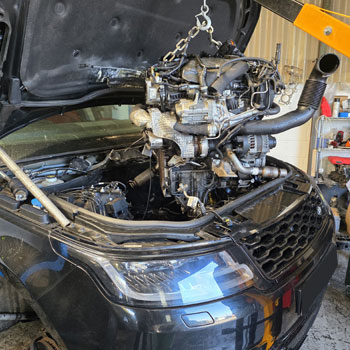 Land Rover engine inspection before rebuild and testing
