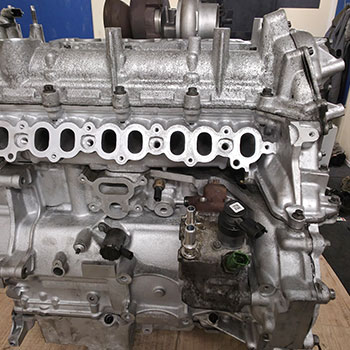 Land Rover engine block during engine rebuilding