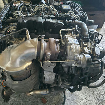 Land Rover diesel engine removed for rebuild