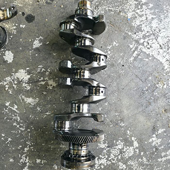 Land Rover crankshaft removed for repair