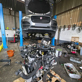 Jaguar F-Pace engine removed for replacement