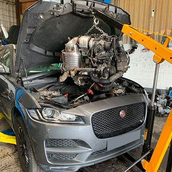 Jaguar F-Pace engine removal during replacement